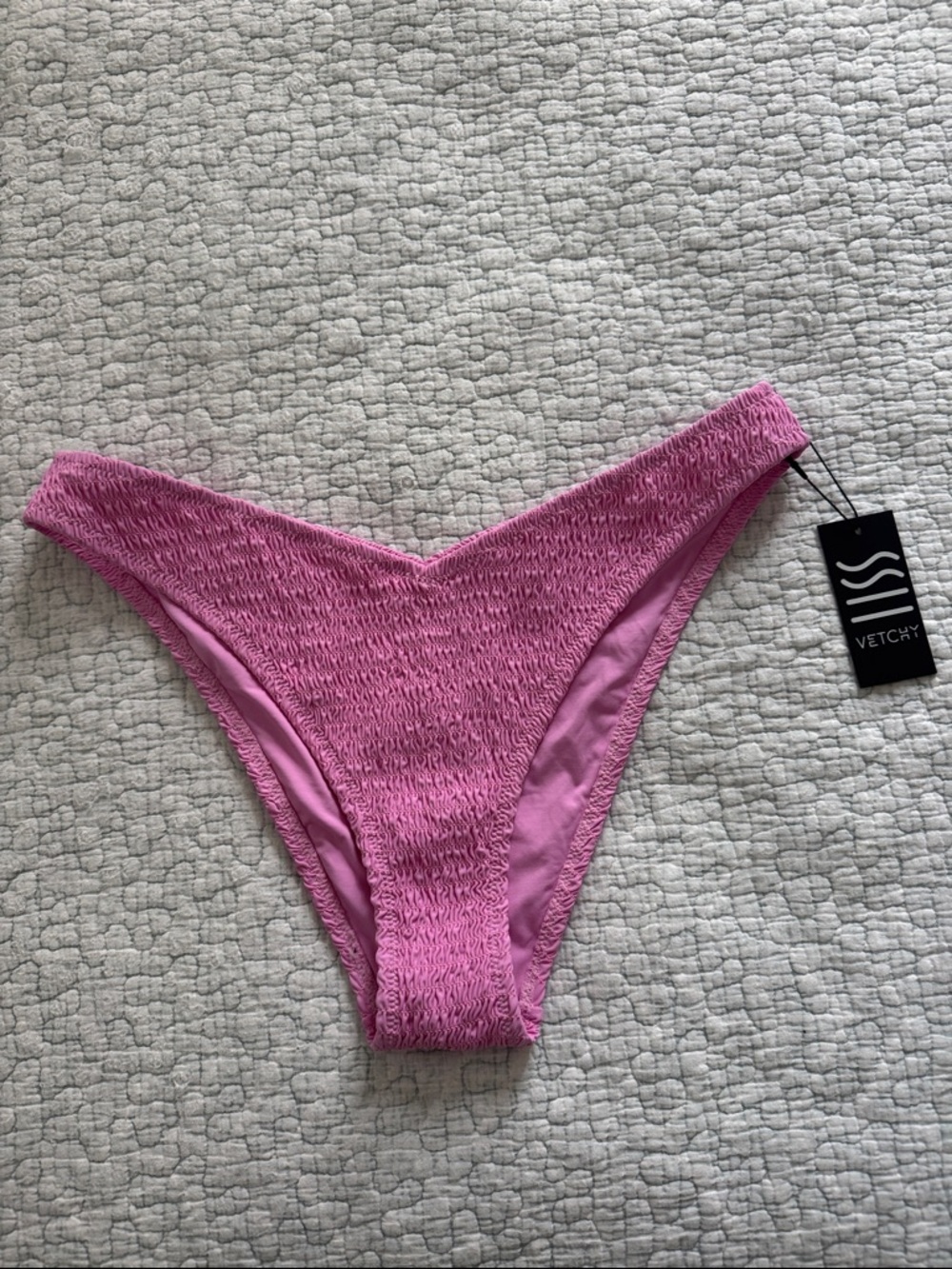 NWT VETCHY Pinkish Purple Smocked Bikini Bottoms